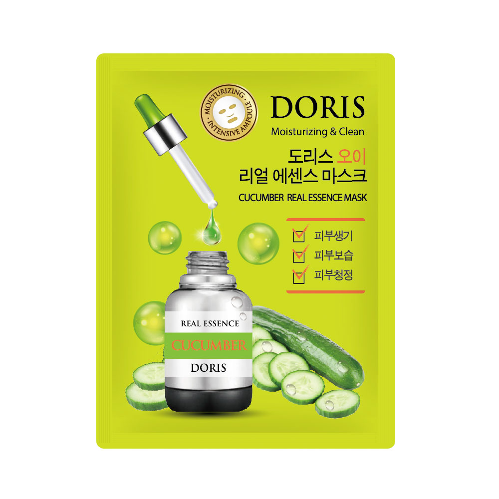 Тканевая маска для лица (набор) с экстрактом огурца Doris CUCUMBER Real Essence Mask (10 шт*25 мл)