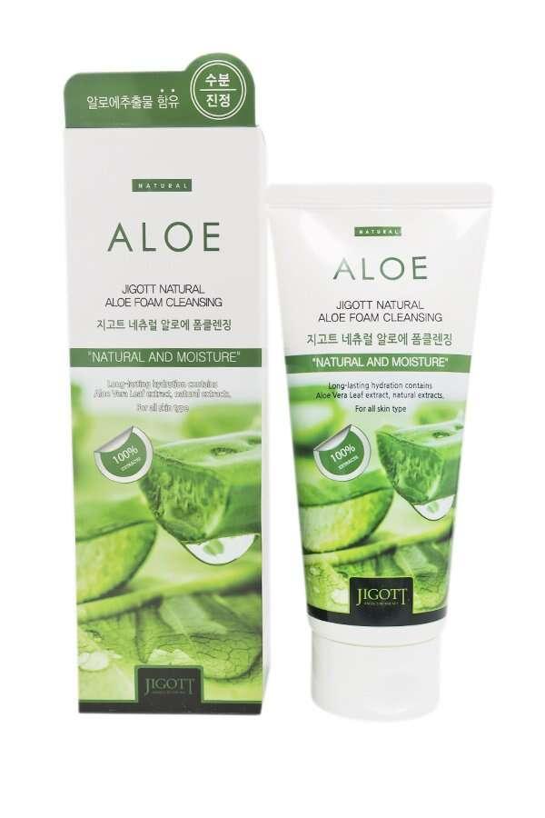 Очищающая пенка для умывания с экстрактом алоэ JIGOTT Natural ALOE Foam Cleansing (180 мл)