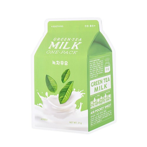 Тканевая маска для лица успокаивающая A'PIEU Green Tea Milk One-Pack (Soothing) (21 г)
