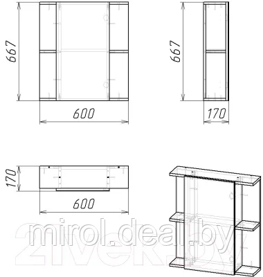 Шкаф с зеркалом для ванной Гамма 07т - фото 2 - id-p189990696