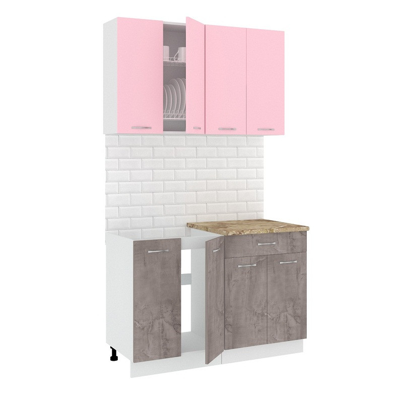 Кухня Лира-Лайт 1.2м (оникс/розовый) - фото 1 - id-p189993620