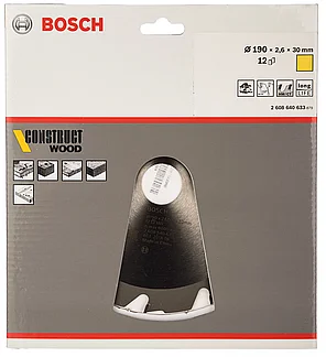 Пильный диск по дереву Bosch Construct Wood 190х2,6х30 мм Z12 (2608640633), фото 2
