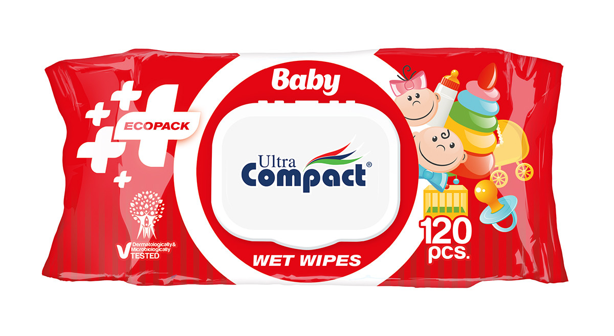 Салфетки влажные ULTRA COMPACT дет. ECOPACK с клап, 120 шт/уп.