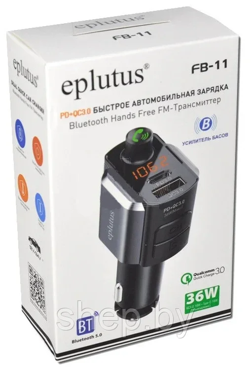 FM-трансмиттер Eplutus FB-11 Bluetooth, Handsfree, 36W - фото 5 - id-p189995246