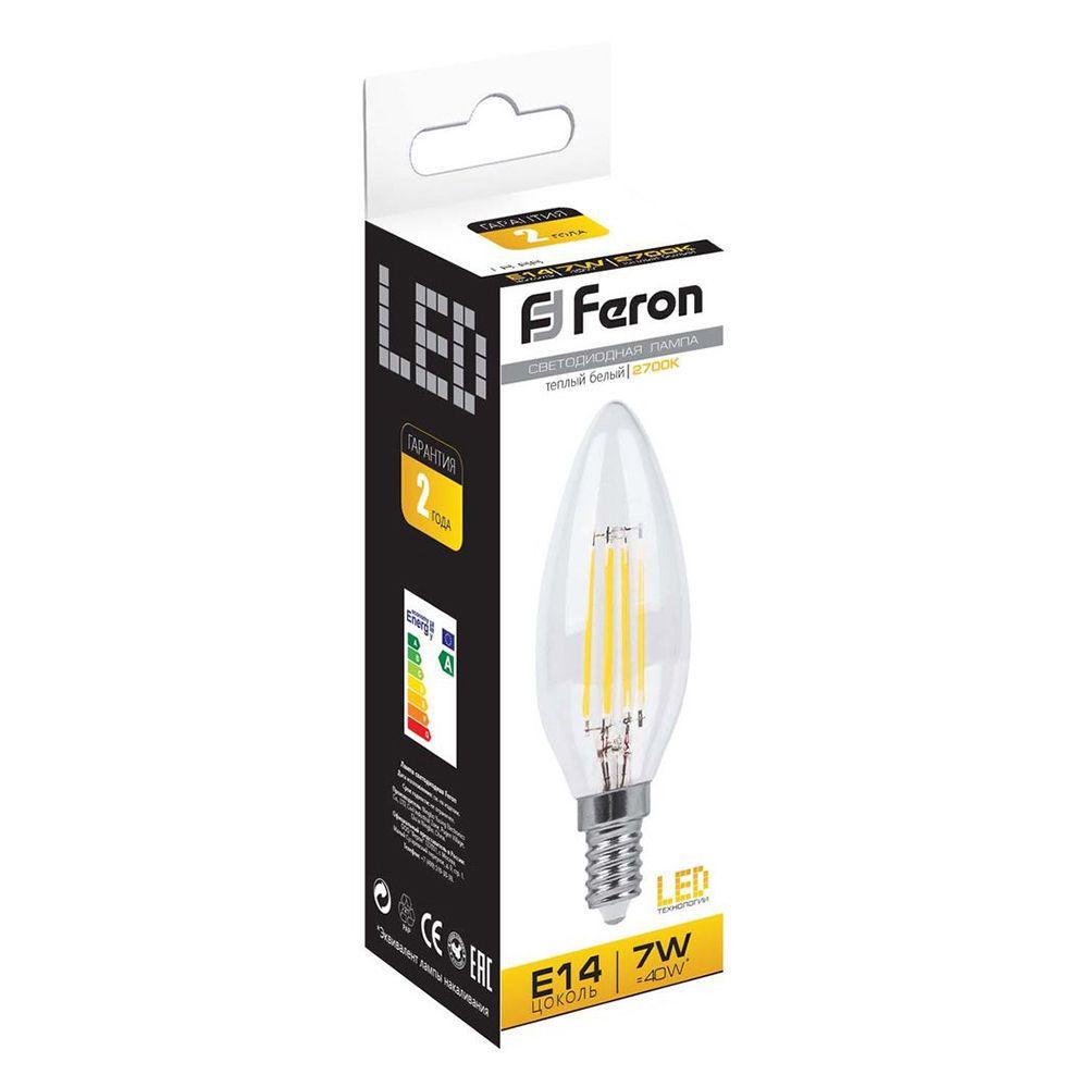 Светодиодная филаментная лампа Feron LB-66 Свеча E14 7W 2700K - фото 2 - id-p189997498