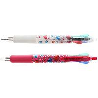 Ручка автоматическая 4-х цветная корпус с резиновым держателем ассорти с рисунком сердечки "Darvish"