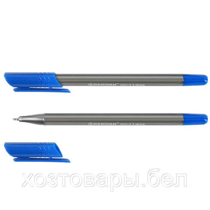 Ручка шариковая синяя на масляной основе "Darvish" корпус трёхгранный серый