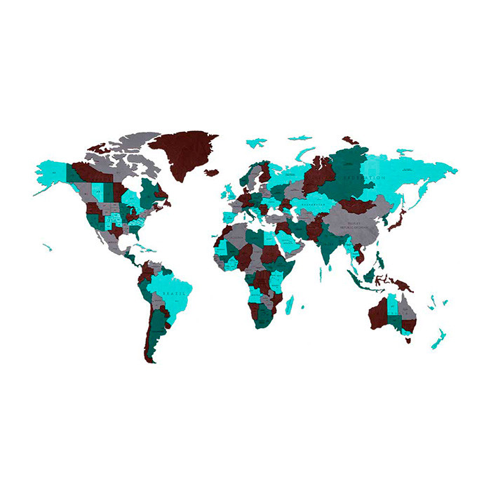 Карта мира Medium Эмеральд Плэнет. Деревянный пазл EWA на стену