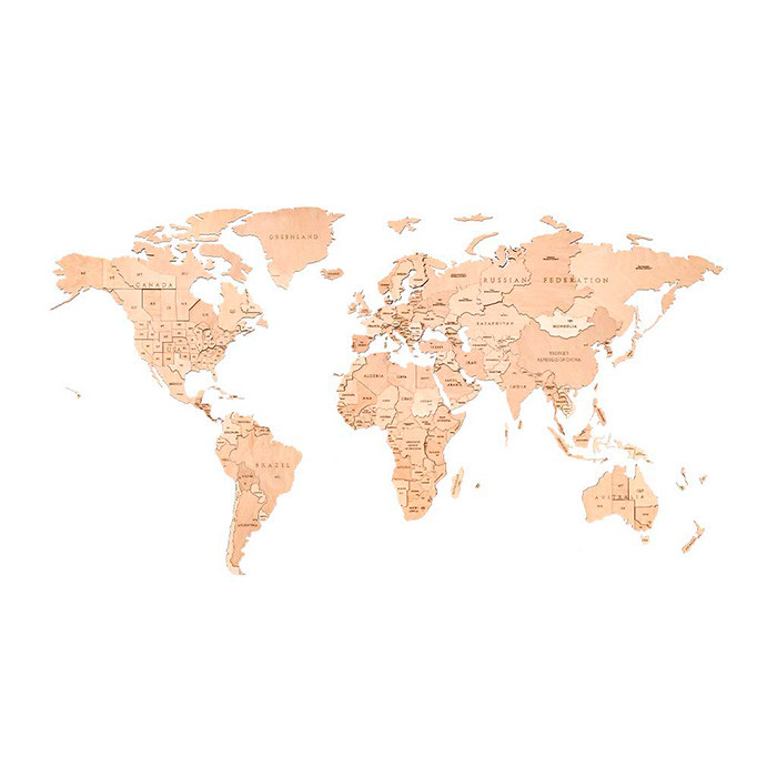 Карта мира Антачед Уорлд. Деревянный пазл EWA на стену Large - фото 1 - id-p190003104