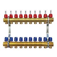 Коллектор для теплого пола латунный Capricorn Optimum 1 на 10 выходов