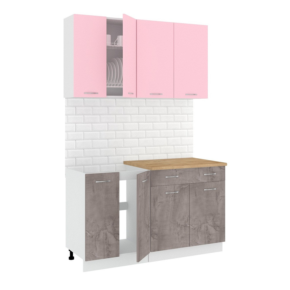 Кухня Лира-Лайт 1.4м (оникс/розовый) - фото 1 - id-p190019051