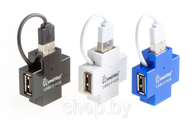 USB - Xaб Smartbuy 4 порта (SBHA-6900-B) (SBHA-6900-K) (SBHA-6900-W) цвет : синий,черный,белый