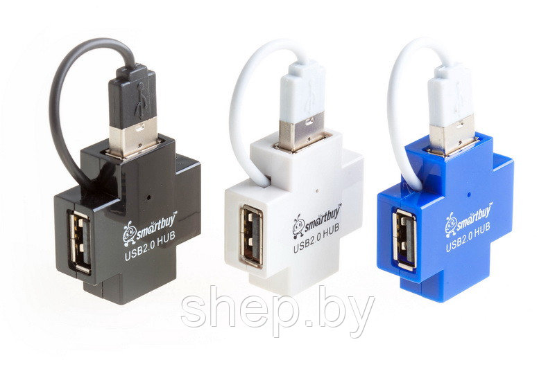 USB - Xaб Smartbuy 4 порта (SBHA-6900-B) (SBHA-6900-K) (SBHA-6900-W) цвет : синий,черный,белый - фото 1 - id-p190023259