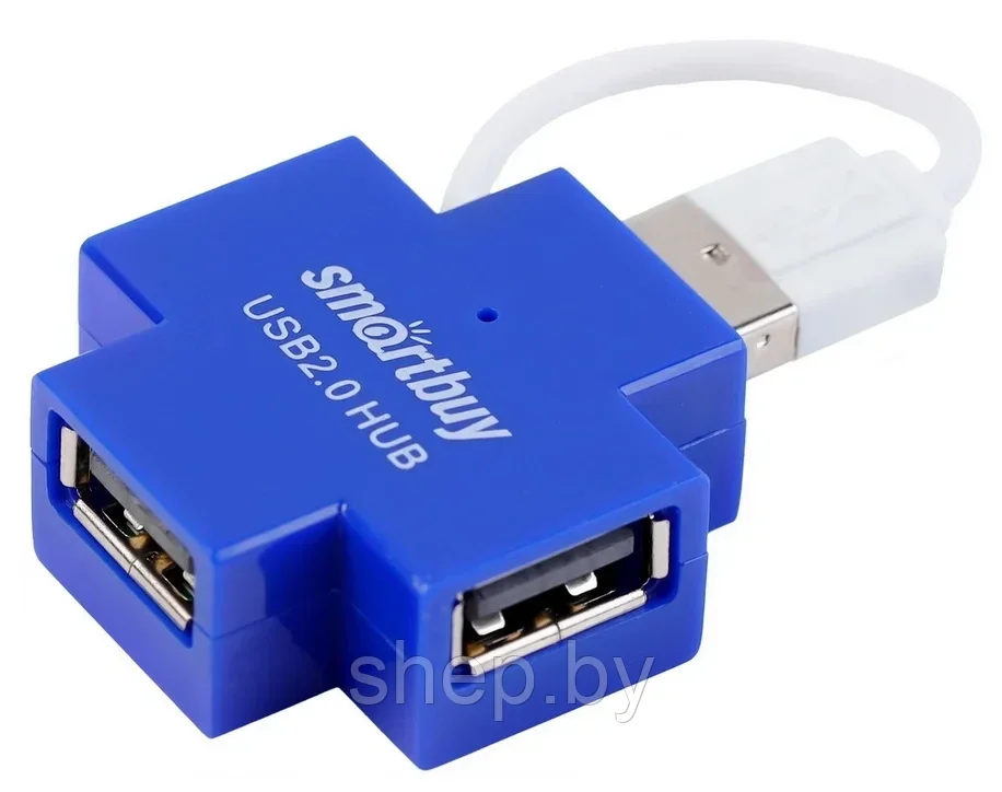 USB - Xaб Smartbuy 4 порта (SBHA-6900-B) (SBHA-6900-K) (SBHA-6900-W) цвет : синий,черный,белый - фото 2 - id-p190023259