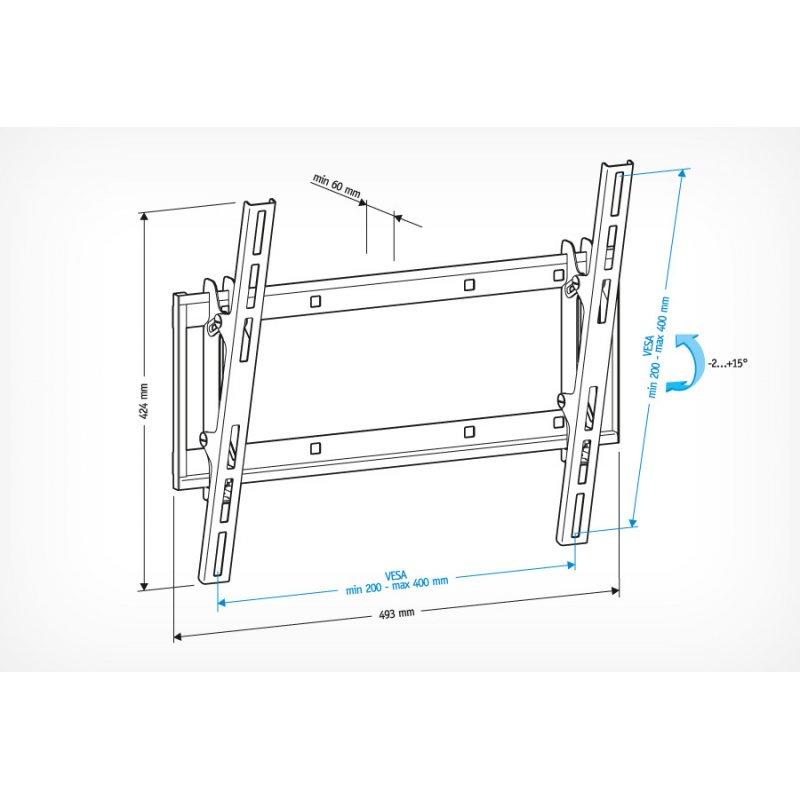 Кронштейн для LCD ТВ "32-65", накл. с уровнем, расст. 60 мм, макс 60кг HOLDER - фото 3 - id-p190023675