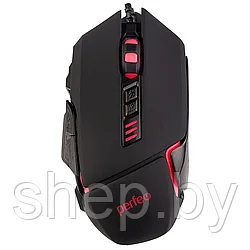 Perfeo ACTIVE, оптическая 6 кнопок, DPI 1600-6400, USB, чёрная, GAME DESIGN, 4 цвета подсветка PF_A4889