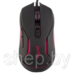 Perfeo STATUS Game design, USB, черная (DPI 1000-6400, 6 кнопок, подсветка 4 цветов) PF_B4884