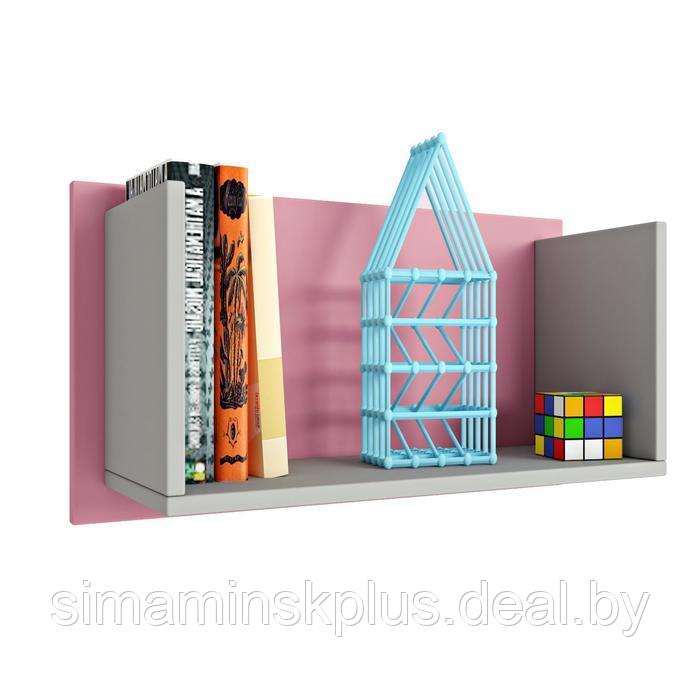 Полка книжная Mirum, 60 × 35 × 26 см, цвет серый/розовый - фото 1 - id-p190047424