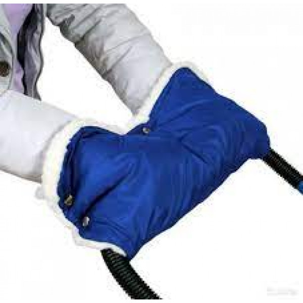 Муфта Багира для рук для коляски плащевка внутри шерстяной мех 5 кнопок Карелия Синяя - фото 1 - id-p190047938