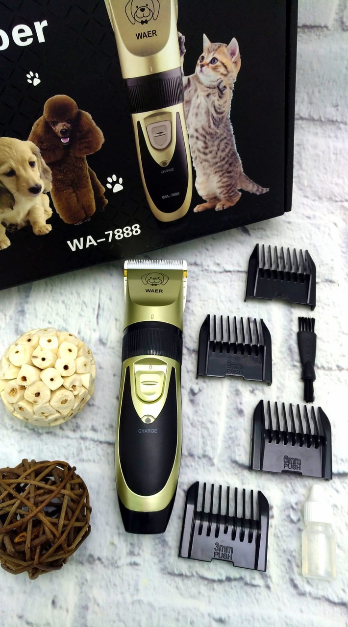 Профессиональная машинка для стрижки собак и кошек Waer professional pet clipper WA-7888 (4 насадки) - фото 2 - id-p190048075