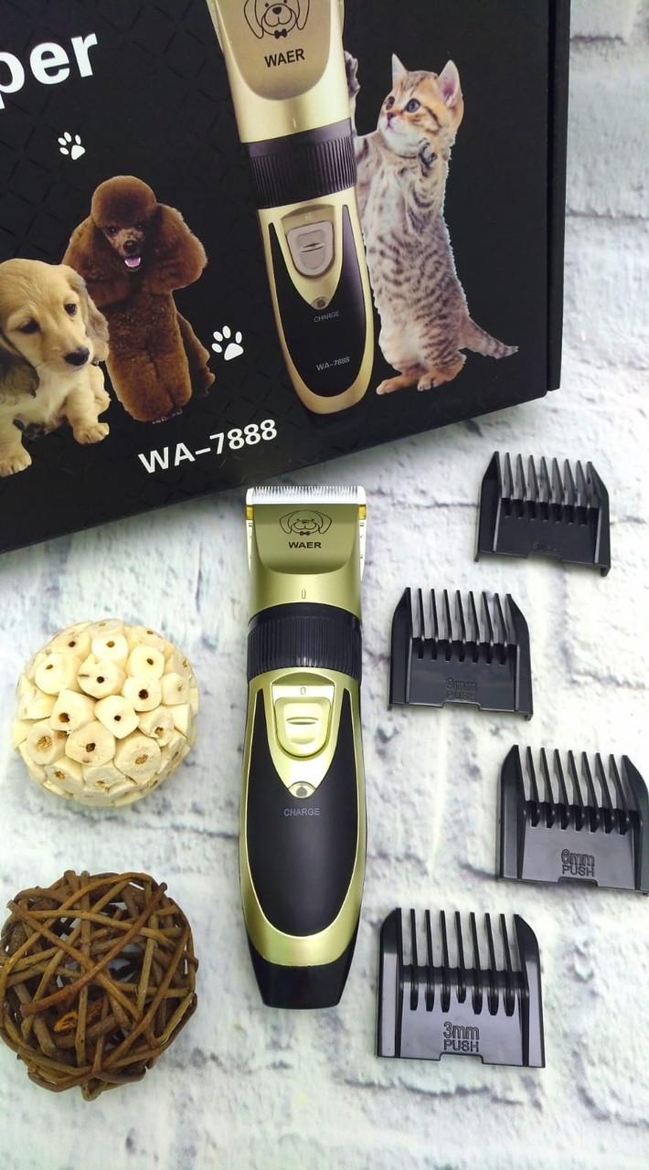 Профессиональная машинка для стрижки собак и кошек Waer professional pet clipper WA-7888 (4 насадки) - фото 3 - id-p190048075