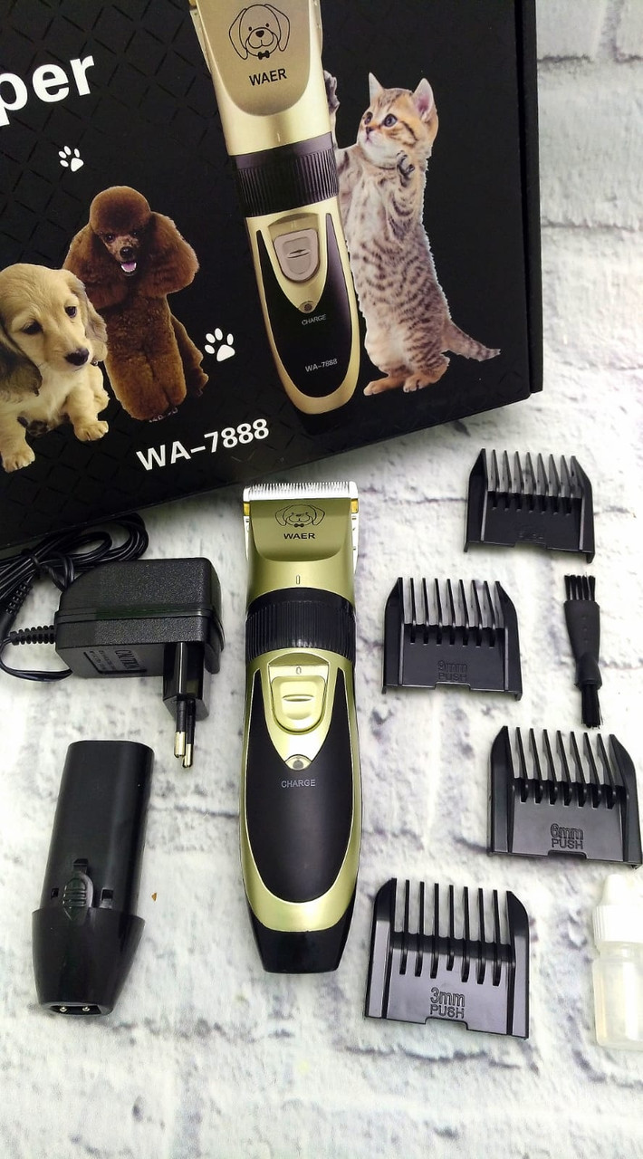 Профессиональная машинка для стрижки собак и кошек Waer professional pet clipper WA-7888 (4 насадки) - фото 4 - id-p190048075