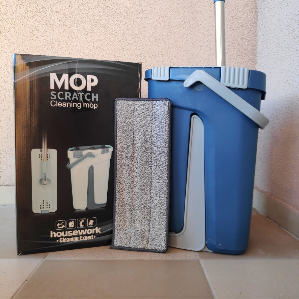 Швабра с ведром 8 л. и автоматическим отжимом - комплект для уборки MOP Scratch Cleaning Синий - фото 5 - id-p190004246