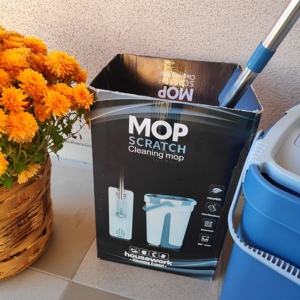 Швабра с ведром 8 л. и автоматическим отжимом - комплект для уборки MOP Scratch Cleaning Синий - фото 6 - id-p190004246