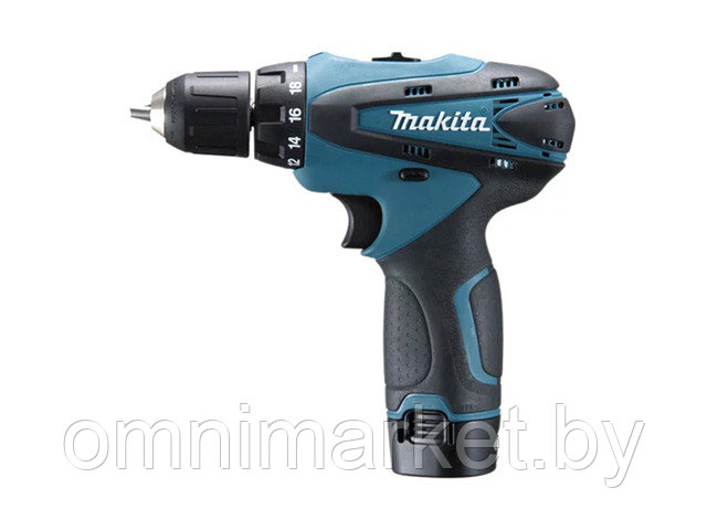 Аккум. дрель-шуруповерт MAKITA DF 330 DWE в чем. (10.8 В, 2 акк., 1.3 А/ч Li-Ion, 2 скор., 24 Нм, шурупы до 7 - фото 1 - id-p190048236