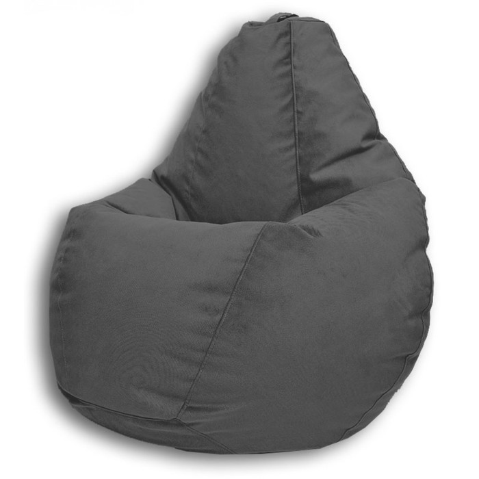 Кресло-мешок «Груша» Позитив Liberty, размер M, диаметр 70 см, высота 90 см, велюр, цвет тёмно-серый - фото 2 - id-p190050378