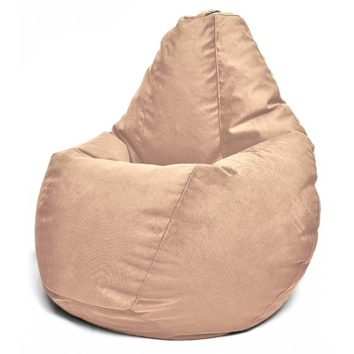 Кресло-мешок «Груша» Позитив Maserrati, размер M, диаметр 70 см, высота 90 см, велюр, цвет кофе с молоком - фото 1 - id-p190050455