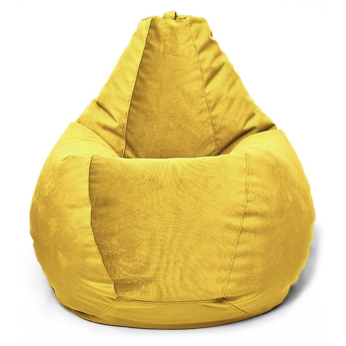 Кресло-мешок «Груша» Позитив Maserrati, размер M, диаметр 70 см, высота 90 см, велюр, цвет жёлтый - фото 2 - id-p190050460