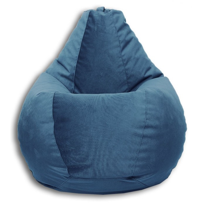 Кресло-мешок «Груша» Позитив Карат, размер XL, диаметр 95 см, высота 125 см, велюр, цвет синий - фото 1 - id-p190050644