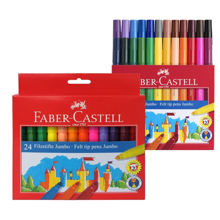 Фломастеры 24 цвета Faber-Castell Jumbo "Замок" в картонной коробке - фото 1 - id-p190059070