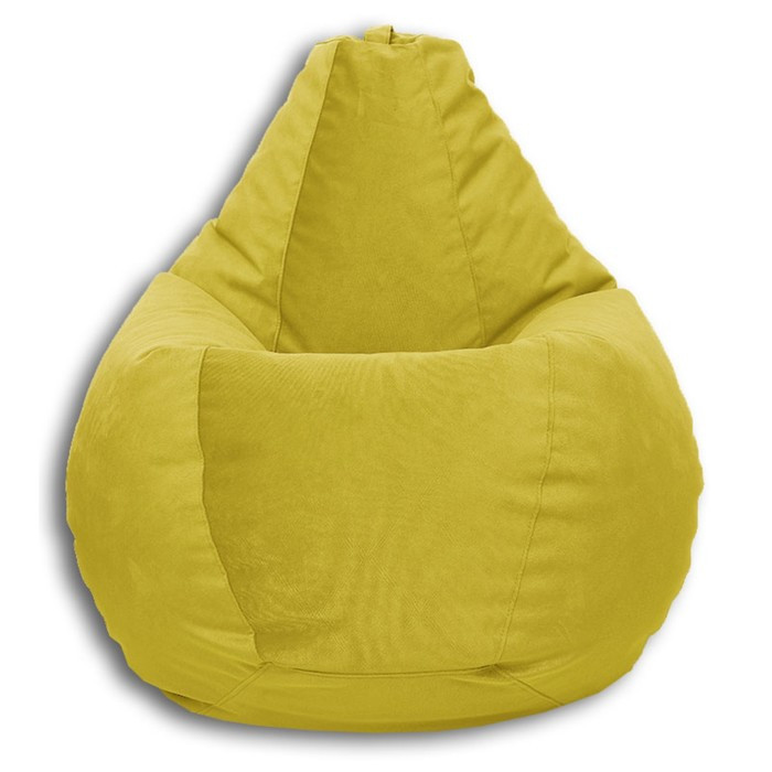 Кресло-мешок «Груша» Позитив Карат, размер XXXL, диаметр 110 см, высота 145 см, велюр, цвет жёлтый - фото 1 - id-p190050865