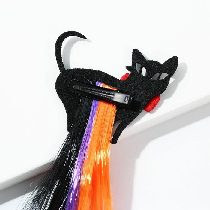 Цветная прядь для волос «Черный кот» 40 см хэллоуин - фото 4 - id-p190067098