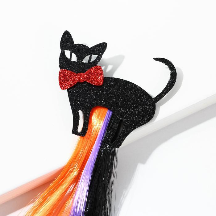 Цветная прядь для волос «Черный кот» 40 см хэллоуин - фото 5 - id-p190067098