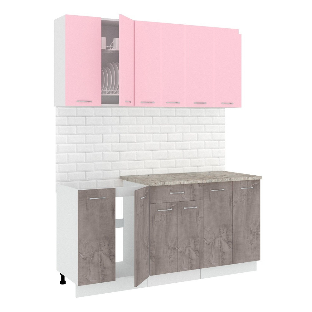 Кухня Лира-Лайт 1.7м (оникс/розовый) - фото 1 - id-p190067104