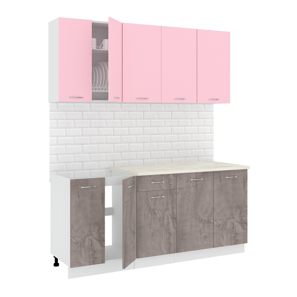 Кухня Лира-Лайт 1.8м (оникс/розовый) - фото 1 - id-p190082092