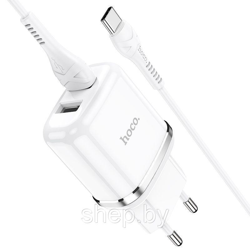 Сетевое зарядное устройство Hoco N4 (2USB: 5V 2.4A + кабель Type-C) цвет: белый,черный - фото 2 - id-p190084321
