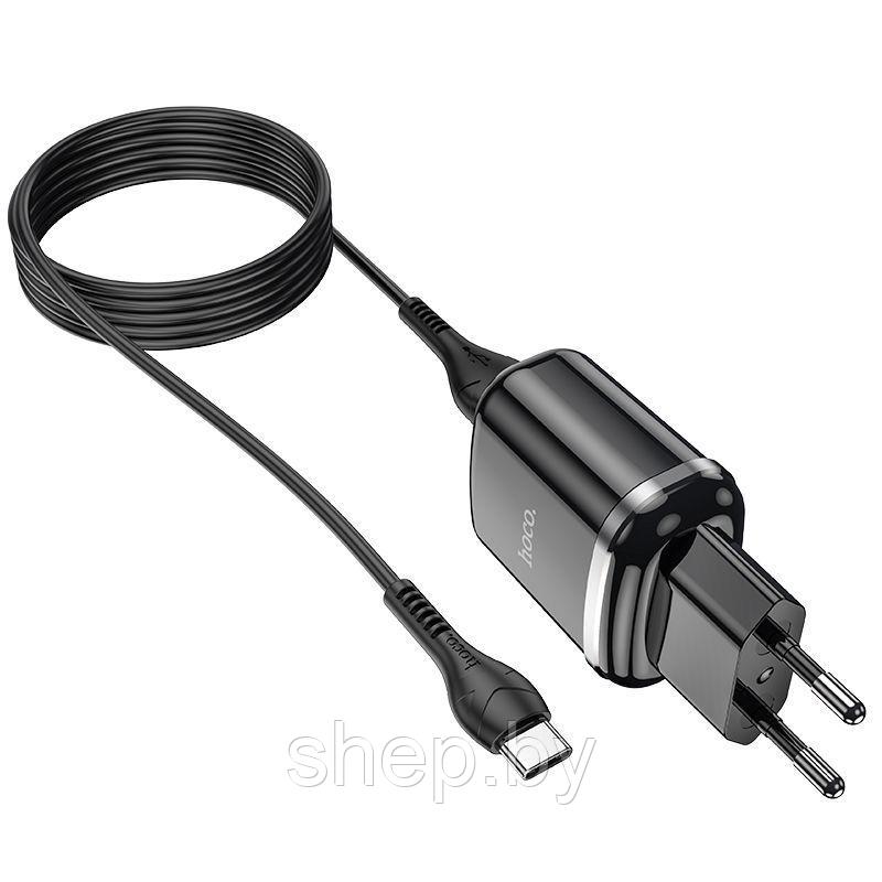Сетевое зарядное устройство Hoco N4 (2USB: 5V 2.4A + кабель Type-C) цвет: белый,черный - фото 4 - id-p190084321