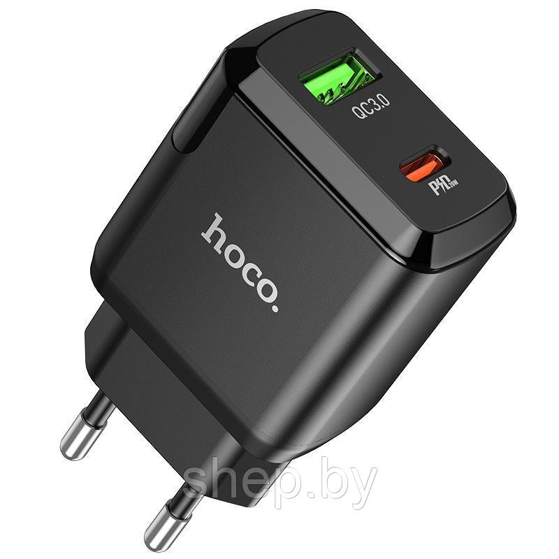 Сетевое зарядное устройство Hoco N5 (USB QC3.0 +PD20W Type-C) цвет: черный,белый - фото 1 - id-p190084501