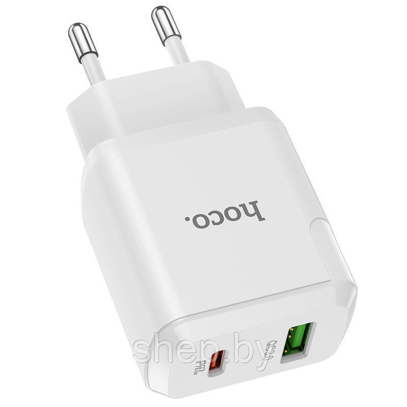 Сетевое зарядное устройство Hoco N5 (USB QC3.0 +PD20W Type-C) цвет: черный,белый - фото 2 - id-p190084501