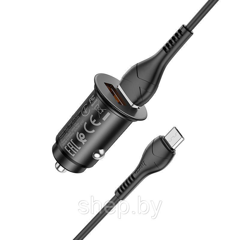 Автомобильное ЗУ Hoco NZ1 (2 USB:18W,общий выход PD36W, QC3.0+кабель Micro) цвет: черный - фото 2 - id-p190085727