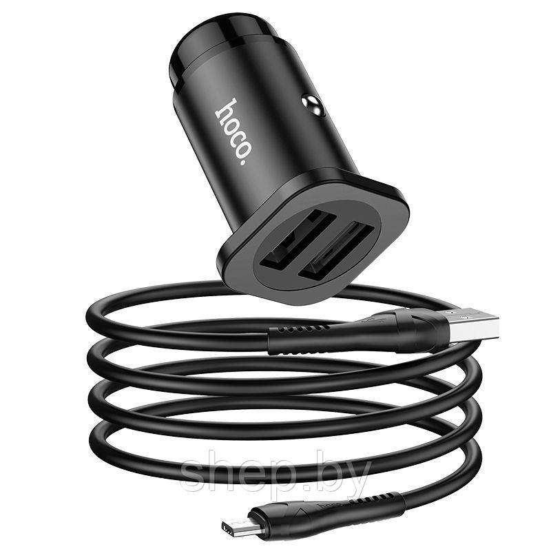 Автомобильное ЗУ Hoco NZ4 (2 USB:5V/2.4A,общий выход 5V/4.8A+кабель Micro) цвет: черный
