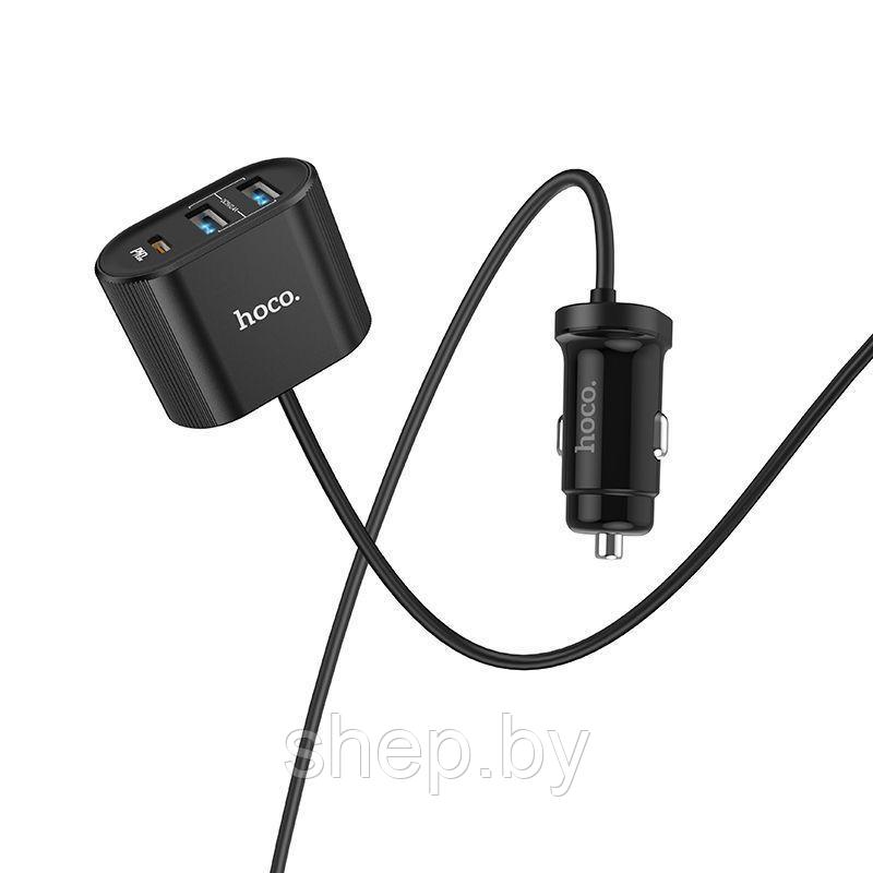 Автомобильное ЗУ Hoco Z35 (3USB+1Type-C: QC3.0, длина кабеля 1.2 м) цвет: черный - фото 2 - id-p190085816