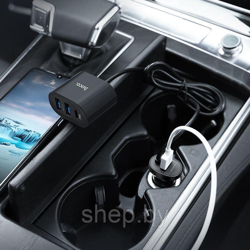 Автомобильное ЗУ Hoco Z35 (3USB+1Type-C: QC3.0, длина кабеля 1.2 м) цвет: черный - фото 4 - id-p190085816