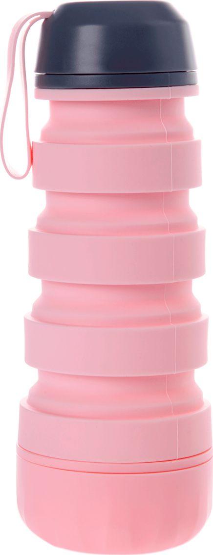 Силиконовая складная бутылка с отсеком для таблеток, розовая - фото 1 - id-p168530997