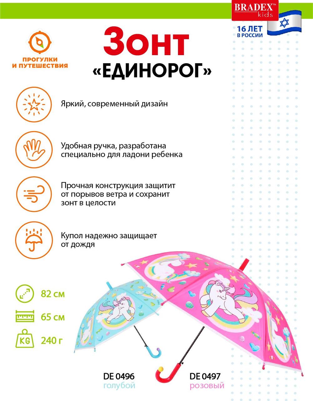 Зонт «ЕДИНОРОГ», розовый - фото 5 - id-p168531958