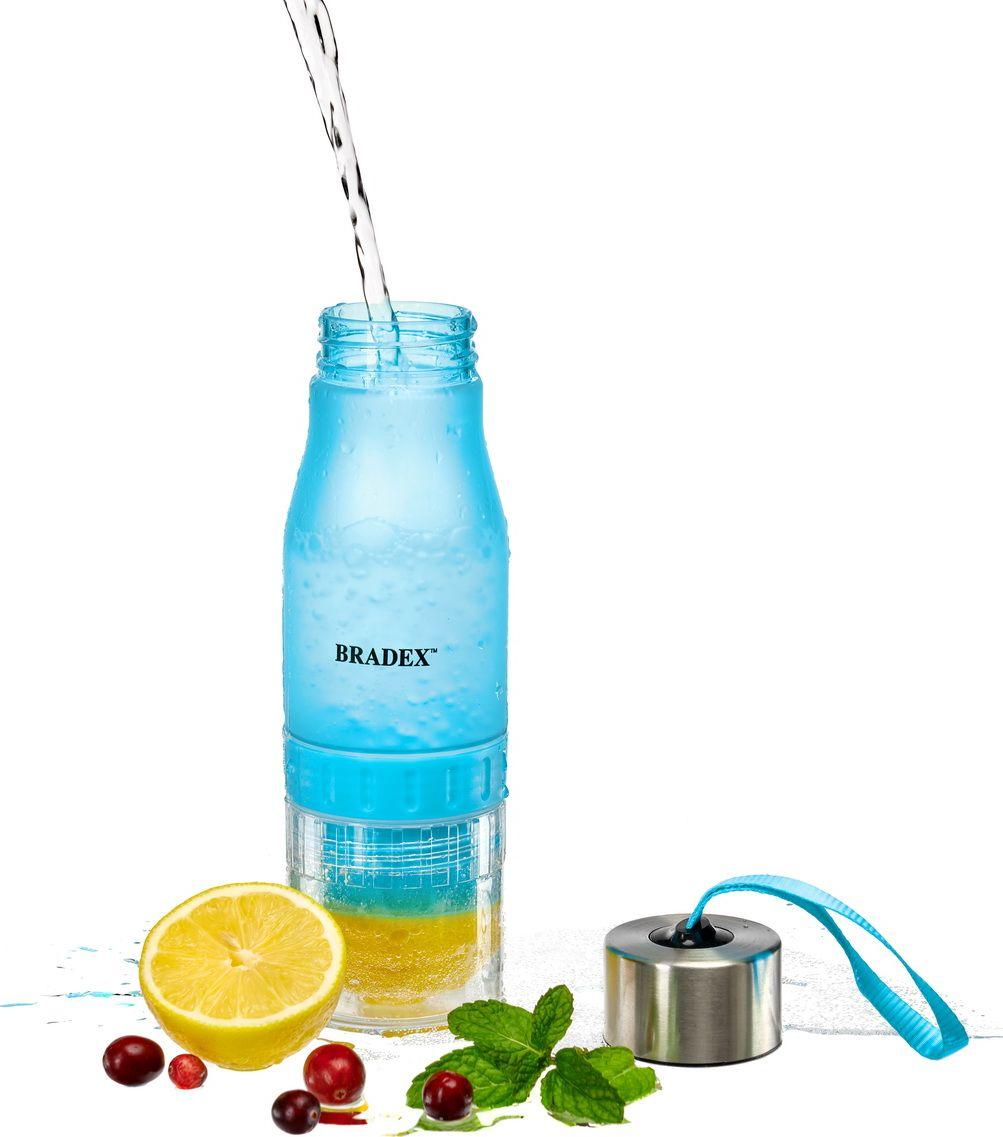 Бутылка для воды с соковыжималкой 0,6 л, голубая - фото 6 - id-p168531983
